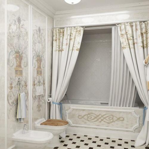 Классические тканевые шторы для ванной